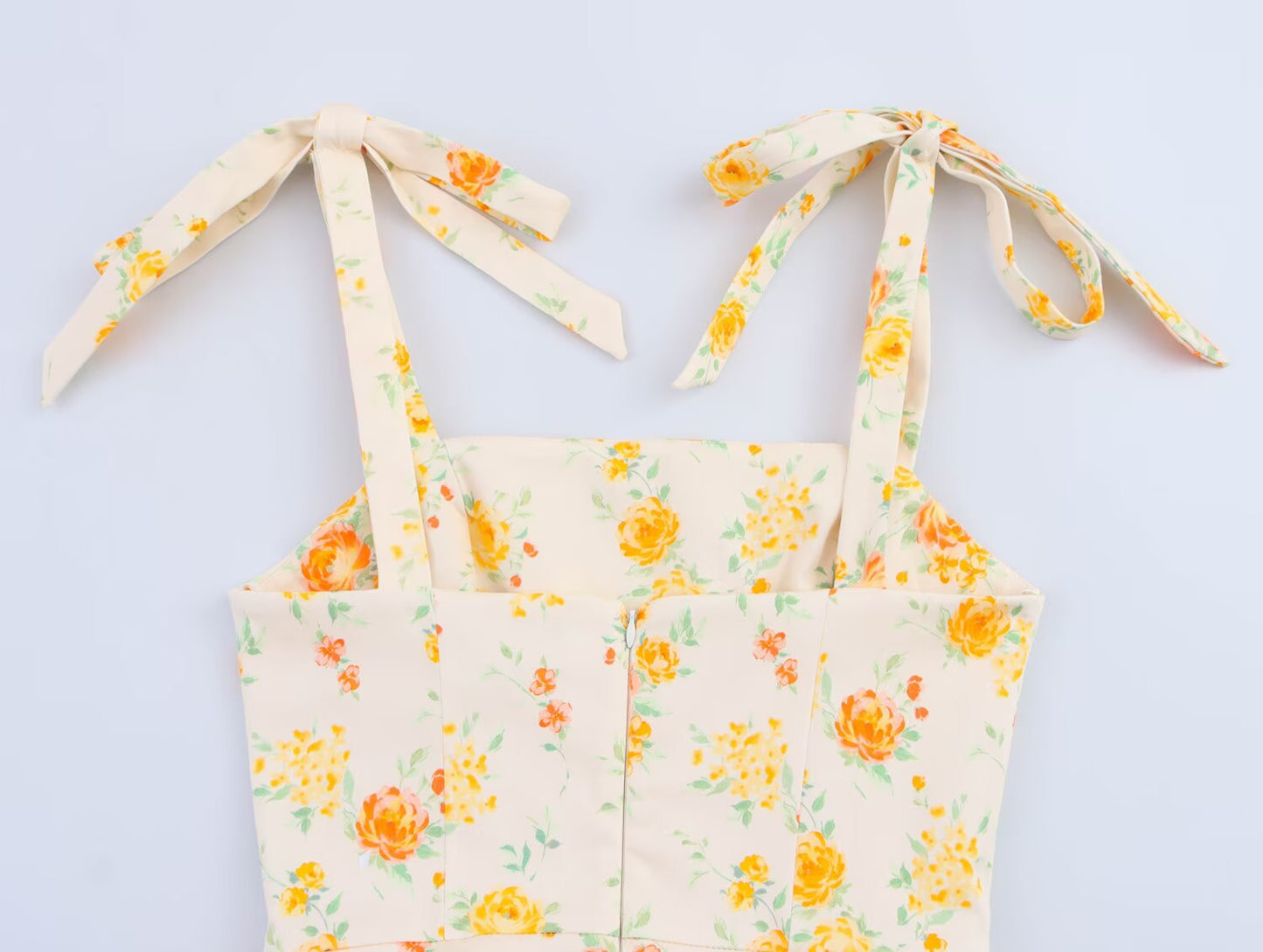 Spring Women Clothing Bowknot Decoration Floral Printed Poplin Dress