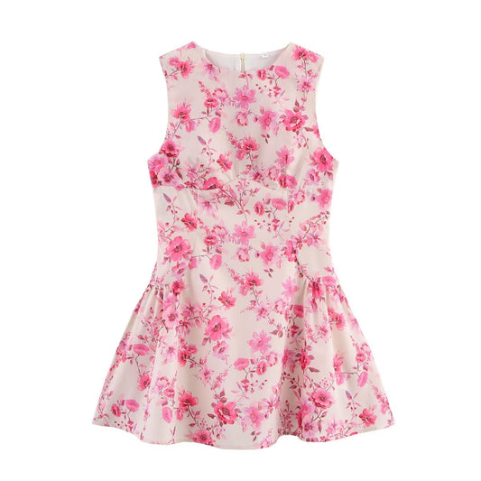 Women Clothing Spring Floral Print Sleeveless Dress