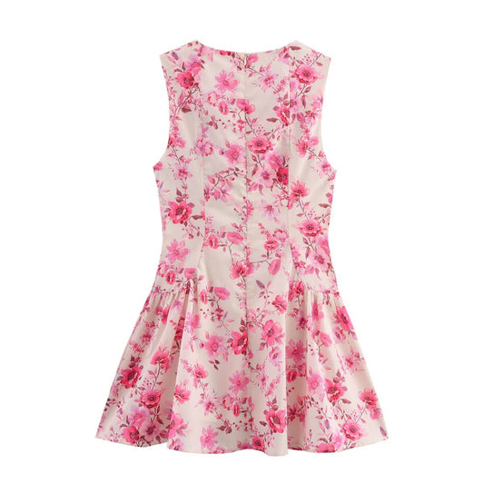 Women Clothing Spring Floral Print Sleeveless Dress