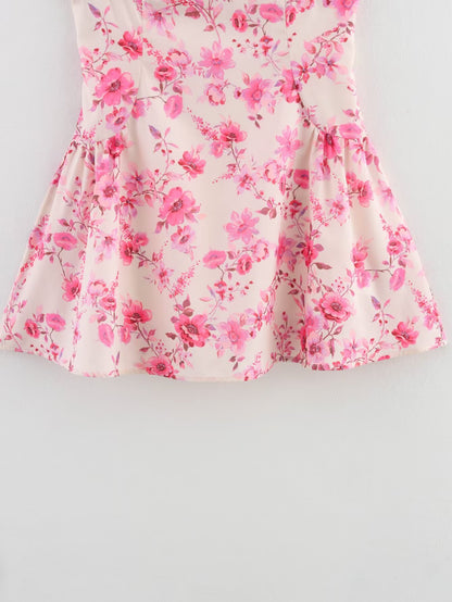 Women Clothing Spring Floral Print Sleeveless Dress