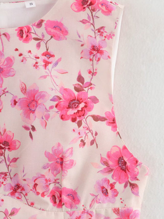 Women Clothing Spring Floral Print Sleeveless Dress