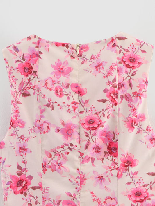 Women Clothing Spring Floral Print Sleeveless Dress
