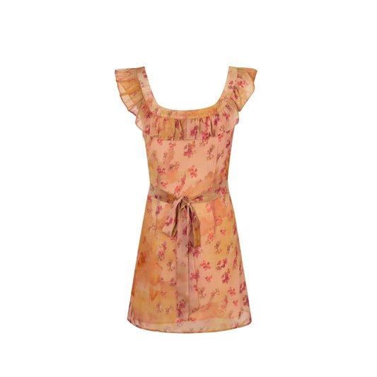 Sexy Doll Collar Lace up Dress Women Waist Slim Hip