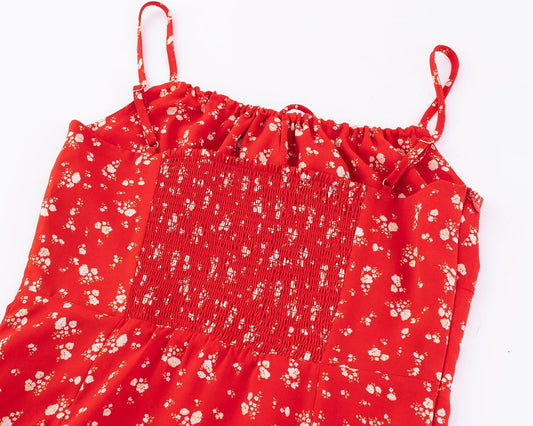 Summer Seaside Holiday Suspender Dress Women Fresh Sweet Floral Slim Fit Cinched Short Dress