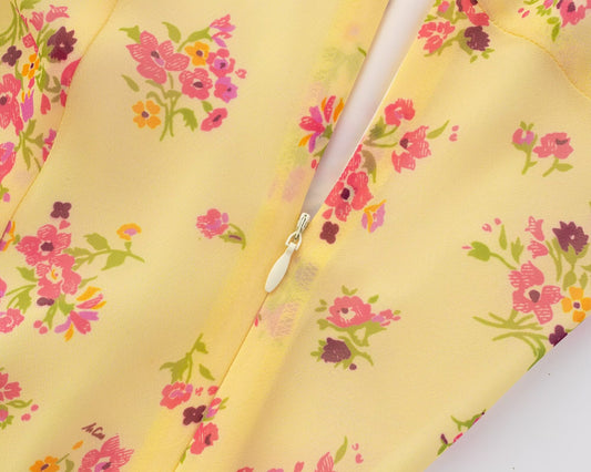 Spring Vacation Summer Cool Yellow Background Printing Short Women Dress