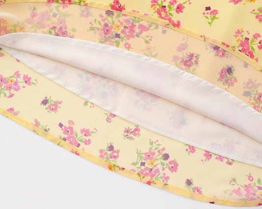 Spring Vacation Summer Cool Yellow Background Printing Short Women Dress