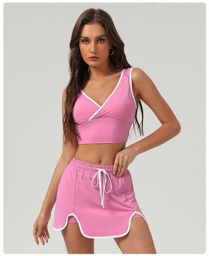 Summer Sports Casual Suit Running Exercise Vest Short Skirt Golf Suit Badminton Tennis Women - Iyanka