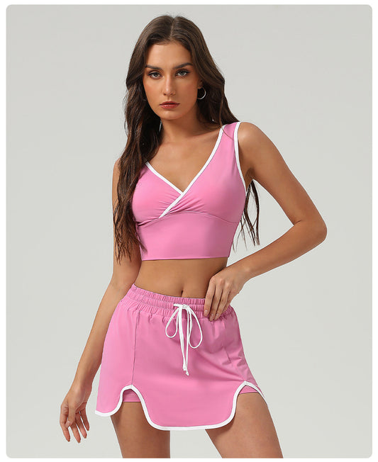Summer Sports Casual Suit Running Exercise Vest Short Skirt Golf Suit Badminton Tennis Women - Iyanka