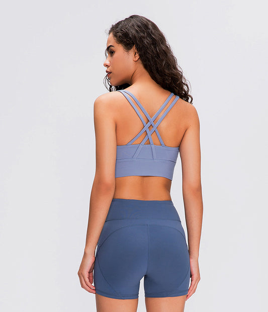 Spring Summer Classic Shockproof Sports Underwear Women Criss Cross Beauty Back Push up Running Yoga Workout Bra - Iyanka