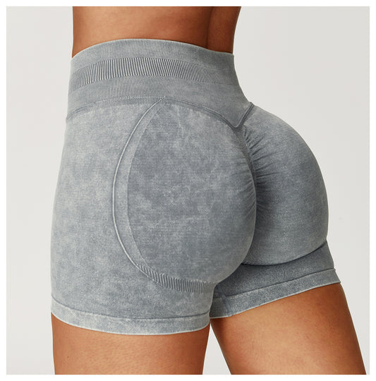 Seamless Stone Washed Yoga Shorts High Waist Hip Lift Shorts Skinny Running Sports Fitness Yoga Pants Women - Iyanka