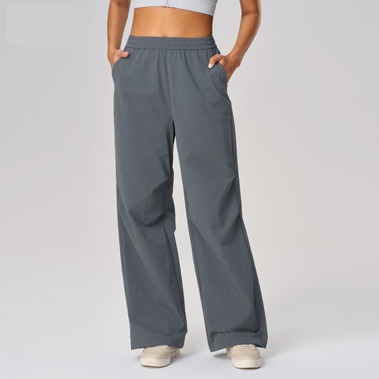 Spring Summer Ankle Tied Wide Leg Casual Pants Cuffless Pants Quick Drying Breathable Fitness Yoga Pants Sports Trousers for Women - Iyanka