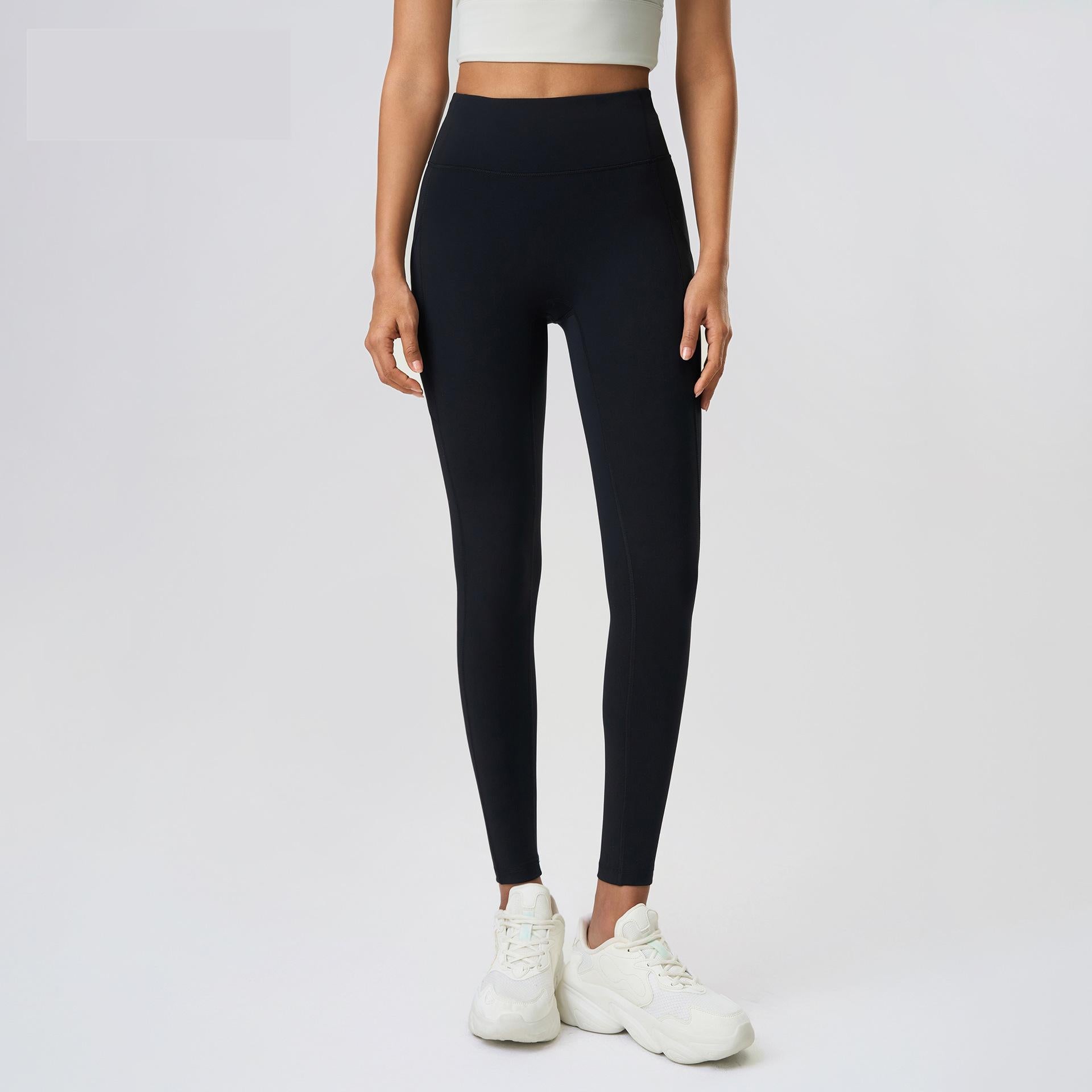 Nude Feel No T Line Exercise Workout Pants Women Hip Lift Belly Shaping Side Pocket Elastic Tight Yoga Ninth Pants - Iyanka