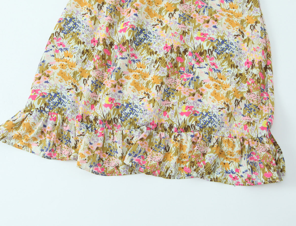 Women Backless Women Floral Tie Neck Dress