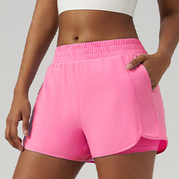 Summer Quick Drying Sports Shorts Women Loose Double Layer Anti Exposure Thin Outer Wear with Pockets Faux Two Piece Shorts - Iyanka