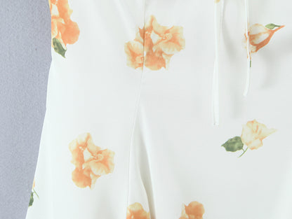 Sweet Printed Design Puff Sleeve Tube Top Lace Stitching Tied A line Dress Short Dress Women