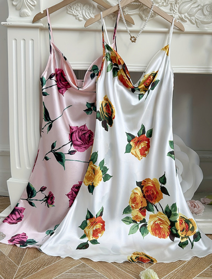 Summer Dacron Camisole Sleeveless Dress Sexy Printed Backless Slip Dress Nightdress - Iyanka