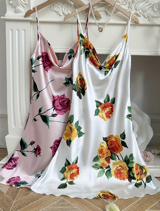 Summer Dacron Camisole Sleeveless Dress Sexy Printed Backless Slip Dress Nightdress - Iyanka