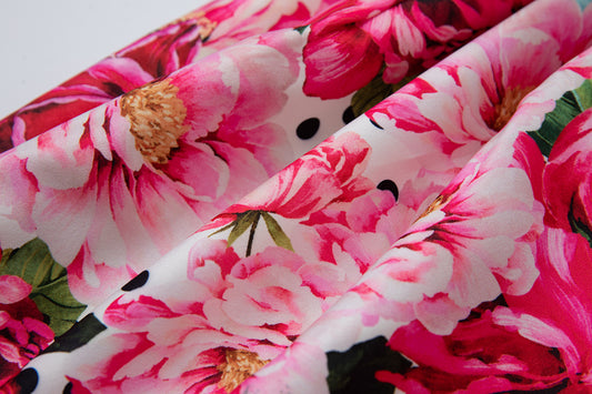 Summer Printed Fitted Round Neck High Waisted Dress With Mid Length A Line Dress