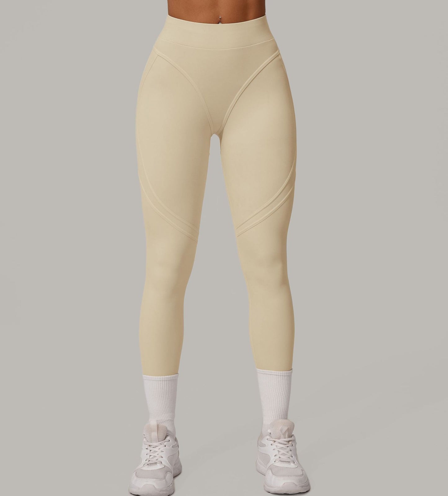 Autumn Sand High Waist Hip Lift Brushed Yoga Pants Running Quick Drying Fitness Pants Waist Slimming Hip Tight Sports Pants - Iyanka