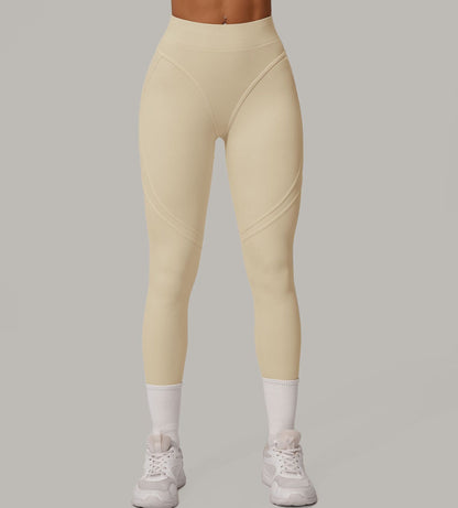 Autumn Sand High Waist Hip Lift Brushed Yoga Pants Running Quick Drying Fitness Pants Waist Slimming Hip Tight Sports Pants - Iyanka