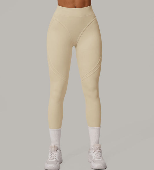 Autumn Sand High Waist Hip Lift Brushed Yoga Pants Running Quick Drying Fitness Pants Waist Slimming Hip Tight Sports Pants - Iyanka