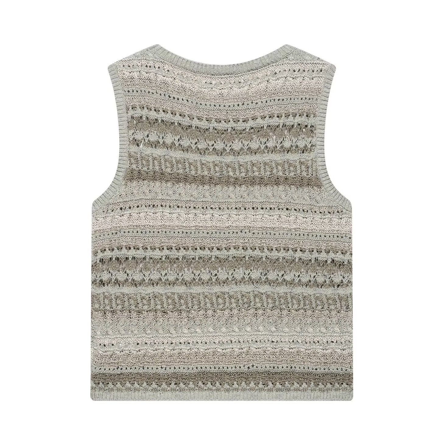 Spring Summer Women Casual round Neck Sleeveless Texture Sweater Women - Iyanka