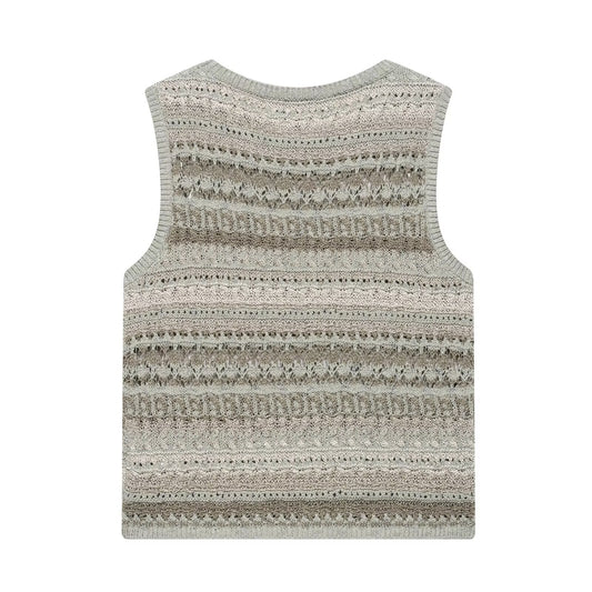 Spring Summer Women Casual round Neck Sleeveless Texture Sweater Women - Iyanka