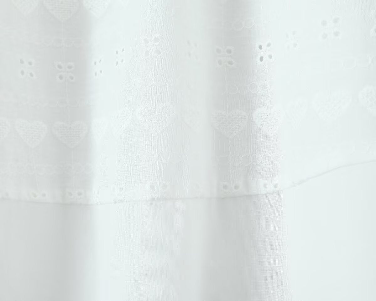 White Dress Square Collar Lace Embroidered Hollow Out Cutout Jacquard Waist Slimming Dress Women Summer A line