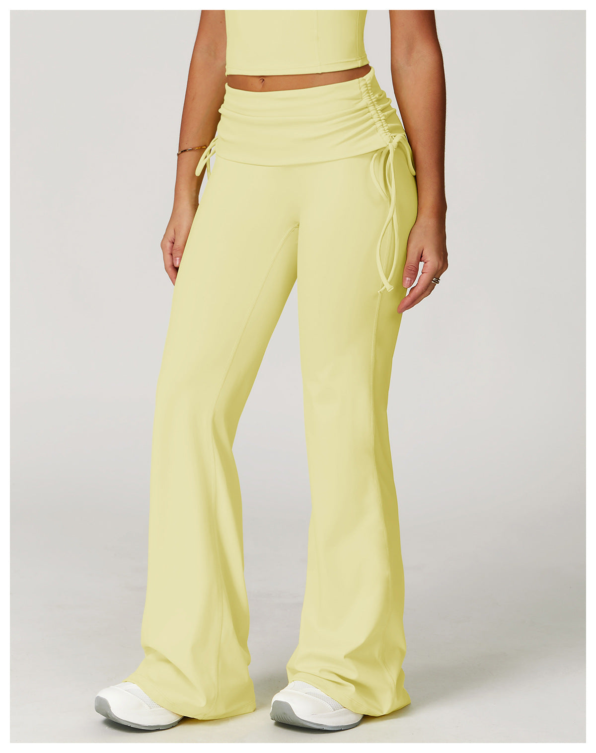 Folding High Waist Flared Pants Nude Feel Wide Leg Slimming Trousers Outdoor Running Fitness Sports Flared Pants - Iyanka