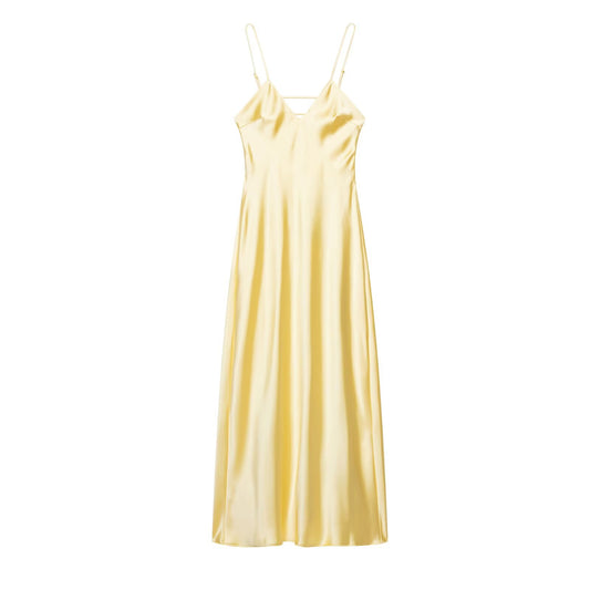 Women Clothing Women Satin Texture Sling Midi Dress