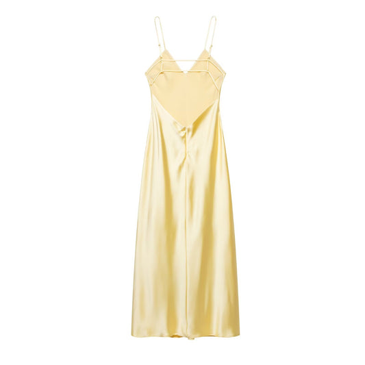 Women Clothing Women Satin Texture Sling Midi Dress