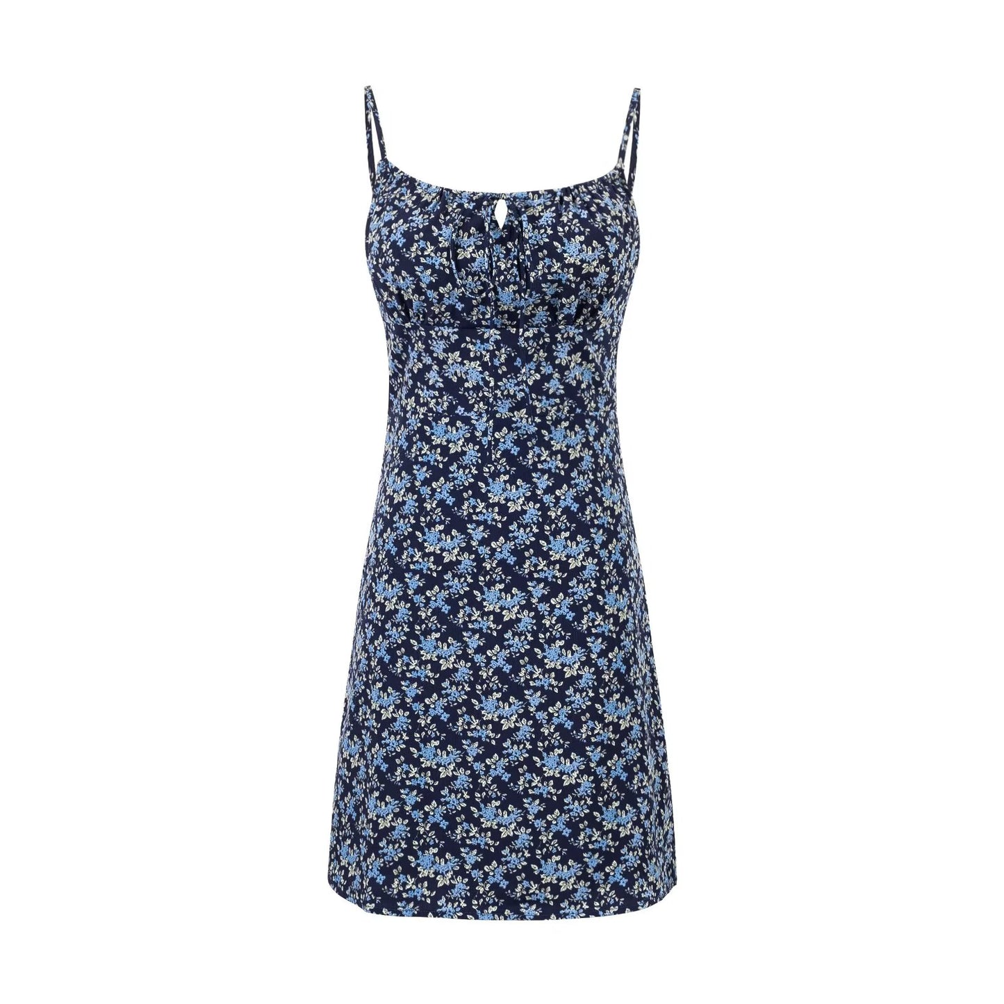Summer High Waist Slim Floral Print Backless Slip Dress Women Dress