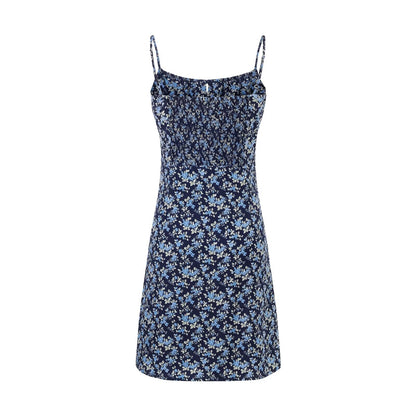 Summer High Waist Slim Floral Print Backless Slip Dress Women Dress