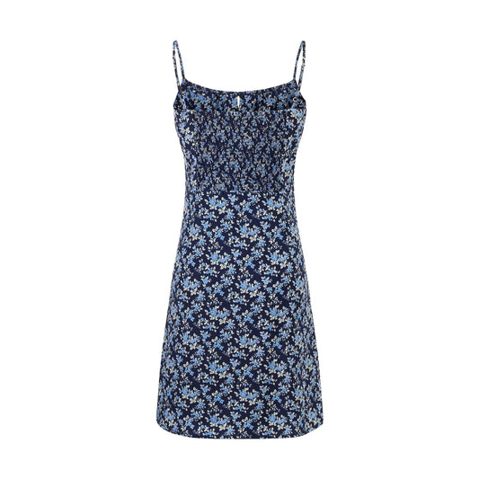 Summer High Waist Slim Floral Print Backless Slip Dress Women Dress