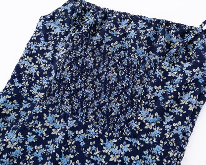 Summer High Waist Slim Floral Print Backless Slip Dress Women Dress