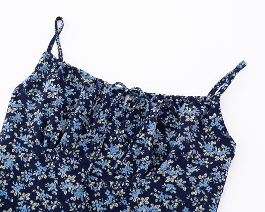 Summer High Waist Slim Floral Print Backless Slip Dress Women Dress