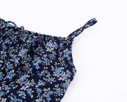 Summer High Waist Slim Floral Print Backless Slip Dress Women Dress