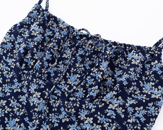 Summer High Waist Slim Floral Print Backless Slip Dress Women Dress