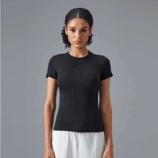 Modal round Neck All Matching Sports Short Sleeve Naked Women Skin Friendly Waist Slimming Fitness Yoga Wear Top - Iyanka