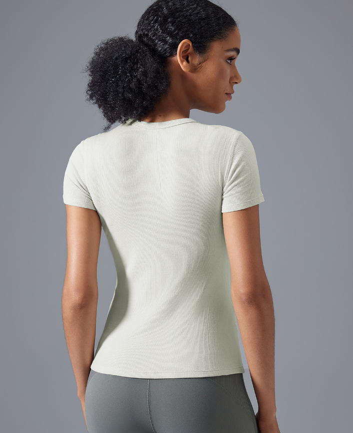 Modal round Neck All Matching Sports Short Sleeve Naked Women Skin Friendly Waist Slimming Fitness Yoga Wear Top - Iyanka