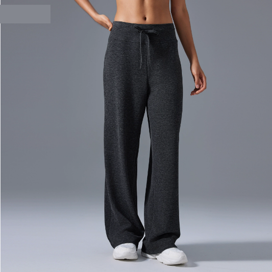 Casual Loose Wide Leg Sports Trousers Women High Waist Drawstring Drooping Slimming Fitness Pilates Yoga Pants - Iyanka