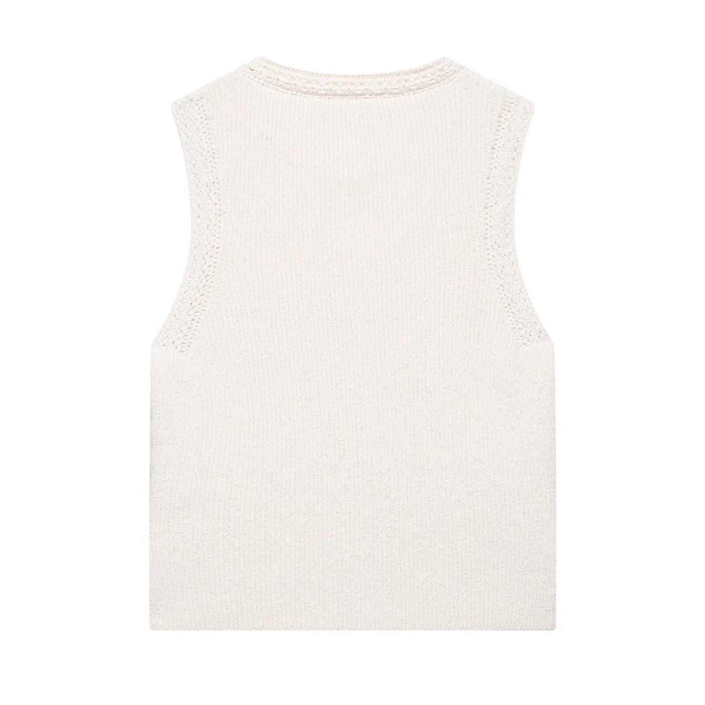 Summer Women Clothing Knitted round Neck Sleeveless Minimalist Vest Top - Iyanka