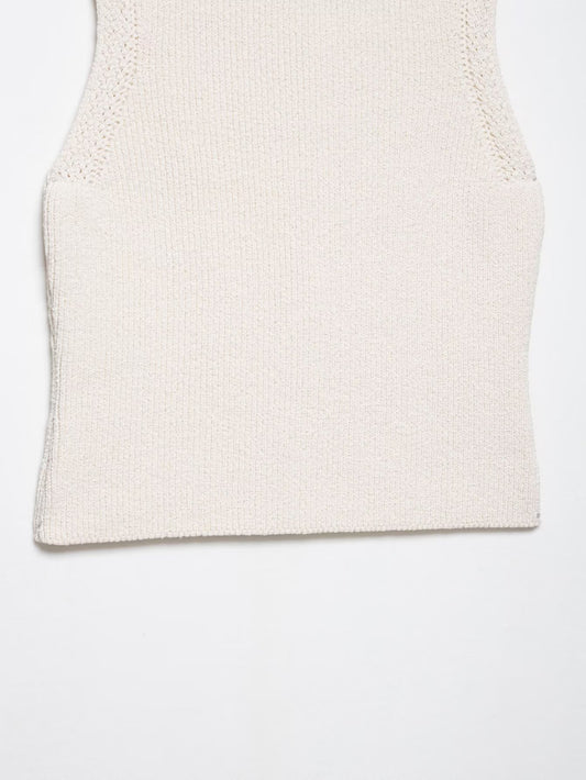 Summer Women Clothing Knitted round Neck Sleeveless Minimalist Vest Top - Iyanka
