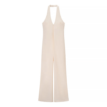 Summer Women Street Solid Color Casual Halter Jumpsuit - Iyanka