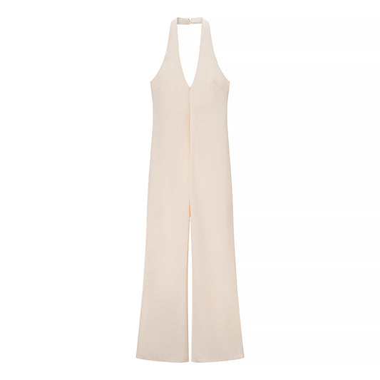 Summer Women Street Solid Color Casual Halter Jumpsuit - Iyanka