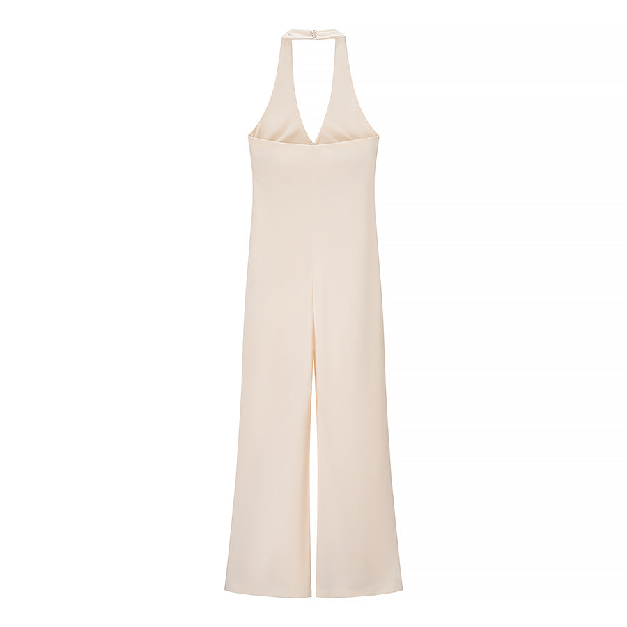 Summer Women Street Solid Color Casual Halter Jumpsuit - Iyanka