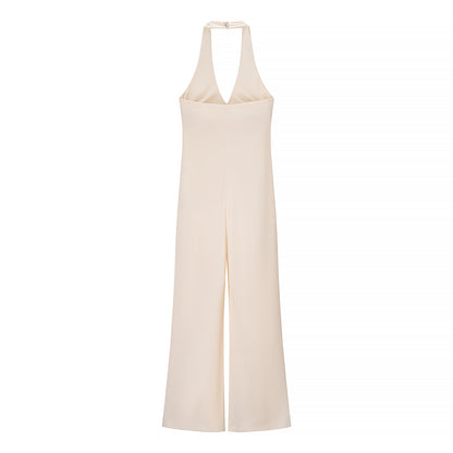 Summer Women Street Solid Color Casual Halter Jumpsuit - Iyanka