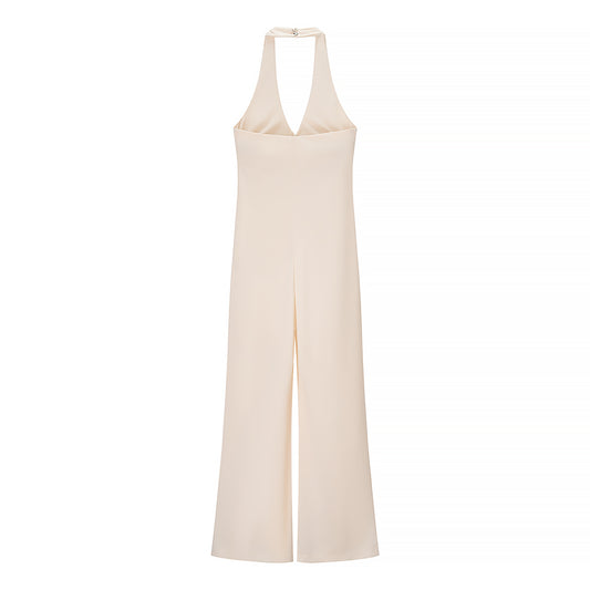 Summer Women Street Solid Color Casual Halter Jumpsuit - Iyanka