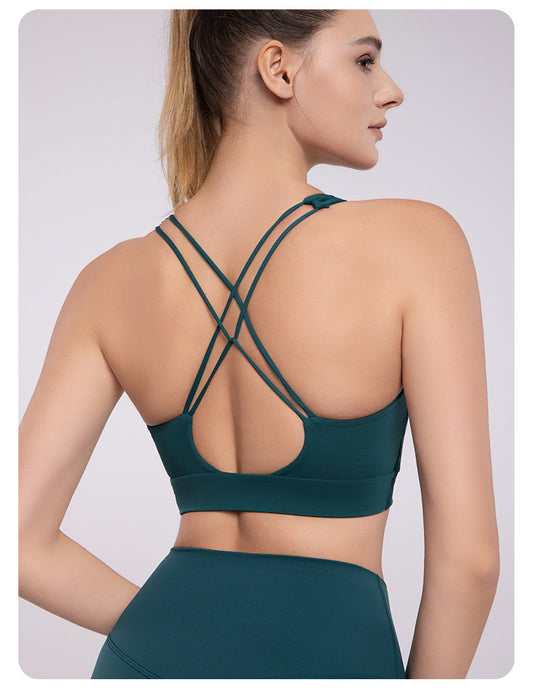 Cross Beauty Back Yoga Vest Women Strong Support Sports Underwear with Chest Pad Medium Tenacity All Match Workout Bra - Iyanka