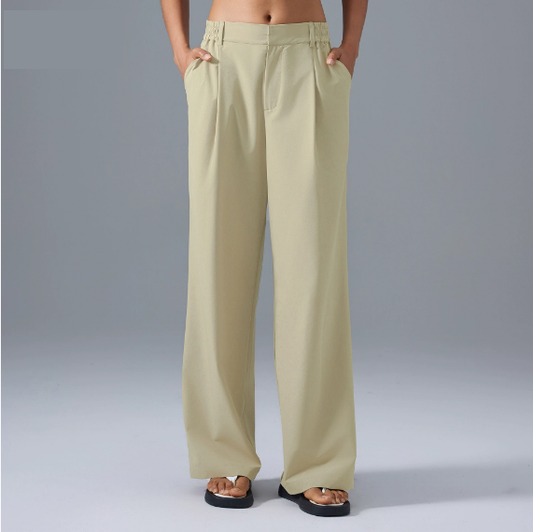 High Waist Drooping Wide Leg Pants Women Casual All Matching Commuting Figure Flattering Quick Drying Breathable Straight Leg Pants - Iyanka